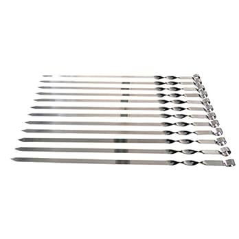 Edelstahl Schaschlikspiesse 60cm 2mm Strke 15cm Breite Extra Stark Schampura Grillspiesse Fleischspiesse Auch Fr Mangal 20 Stck