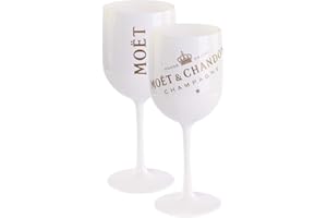 MOET Moët & Chandon Ice Imperial - Set di 2 bicchieri in acrilico, 0,45 l, colore: Bianco/Oro