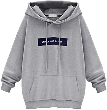 POPLY Xmas Sale Womens Hoodies, Women's Fashion Plus Size Casual Long Sleeve Hoodie Sweatshirt Jumper Letter Pullover Tops Blouse with Pocket Size S-6XL