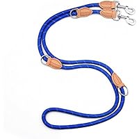 Premium Hundeleine - Hochwertige Doppelleine und Führleine - 2 Meter Lang & 3-fach Verstellbar - Blaue Laufleine / Joggingleine / eng geflochtene Leder-Leine / Trainingsleine - besonders leicht und robust von PetCay