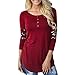 Produktbild Damen Langarmshirt, iHee Frauen O-Ausschnitt Langärmeliges Lose Bluse Casual Shirt Sommer Tops T-Shirt (S, Rot)