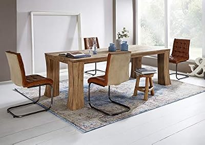 MASSIVMOEBEL24.DE Table à manger 260x100cm - Bois massif de teck brut recyclé (Bois naturel) - BASSANO #109