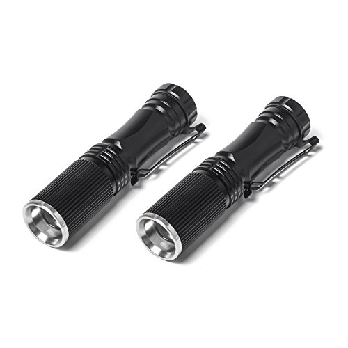 Ultrakompakte XPE-Q5 Mini LED Taschenlampe - Zoombar - 1xAA/14500 (2, Schwarz)