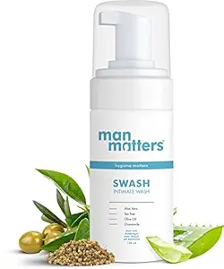 Man Matters Intimate Wash for Men- Anti Bacterial, Anti Itch, Anti Odour | Better Private Parts Hygiene| pH Balanced Intimate Hygiene Wash with Aloe Vera, Tea Tree |120 ml