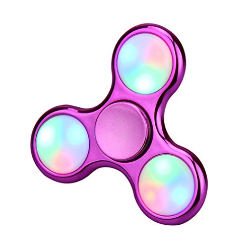 Bescita LED Licht Fidget Hand Spinner Finger Spielzeug Dekompression Spielzeug EDC Focus Gyro,Mit Schalter (heiß rosa)