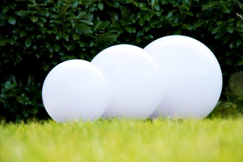 Kugelleuchten Set: 20 cm, 30 cm, 40 cm, Durchmesser jeweils mit Erdspiess und je 5 Metern Zuleitung im Lieferumfang - 4