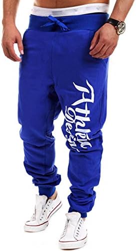 Men's Gym Sport Pants Bodybuilding Workout Running Jogger(Blue,L)
