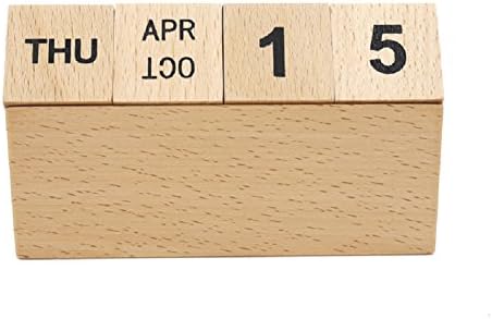 SFGHOUSE Wooden Perpetual Calendar Block Desktop Office Table Calendar Crafts Home Decor
