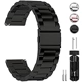 Fullmosa Uhrenarmband 22mm Edelstahl,Metall Armbänder mit Schnellverschluss für Damen&Herren, 22mm Schwarz
