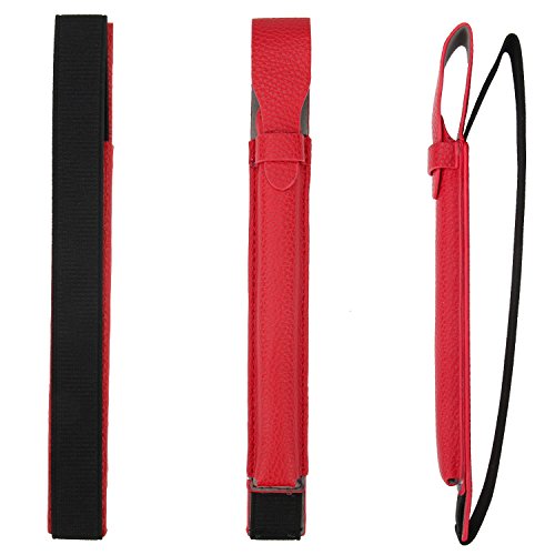 Apple Pencil hülle halter, SOCU Premium-PU Leder Bleistift Taschen Sleeve abnehmbare Beutel-Abdeckung für Apple-Bleistift für iPad Pro 9.7, 12.9 Zoll Rot - 2