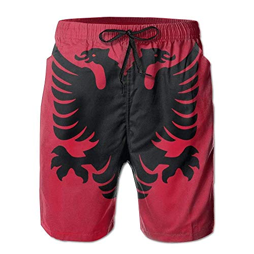 XIAOYI Albania Flag Mens Summer Casual Board Shorts Quick Dry Beach Shorts Swim Trunks - M