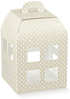 20 Boxes Atelier Taupe 10 x 10 x 13.5 cm Lantern Wedding Party Favours Gift Box Door Confetti Dots