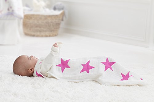aden + anais leichter Baby Schlafsack für den Sommer Gr. M-XL, twinkle pink classic aus Baumwollmusselin - 3