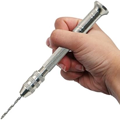 Internet Mini Micro Aluminum Hand Drill With Keyless Chuck +10pc Twist Drill Bit Rotary (0.3-2.8mm, silver)