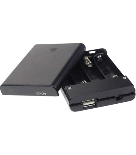 Portabatteria 3AA con timer e porta USB, scatola batteria da 5 V con interruttore on/off, alloggiamento della batteria con coperchio e cavo USB per accessori di illuminazione a LED (senza batterie