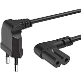 TECHZOCO IEC-320 C7 Angled Power Cable, Type C Euro Power Cable, Section 0.75 mm&sup2;, Compatible with Samsung, Philips, LG Sony