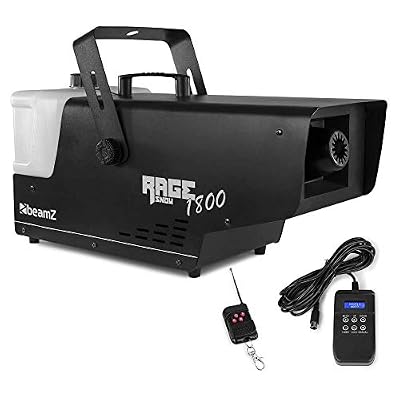 BeamZ Rage 1800 Machine à neige - Télécommande sans fil, contrôleur DMX, réservoir 3.5L, effet neige naturelle, débit de neige réglable, idéale pour les soirées et animations hivernales