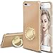 Produktbild Homikon Silikon Hülle Ultra Dünn Schutzhülle mit Ring 360 Grad Ständer Glänzend Diamant Glitzer TPU Weiche Handyhülle Stoßfeste TPU Bumper Schale Tasche Kompatibel mit iPhone 7 Plus/8 Plus - Gold