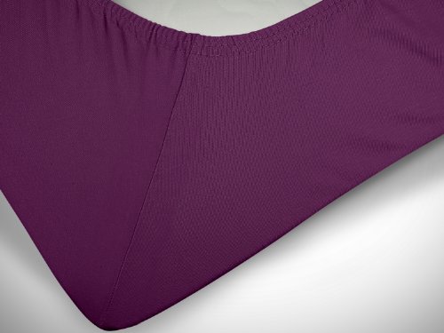 klassisches Jersey Spannbetttuch – erhältlich in 22 modernen Farben und 6 verschiedenen Größen – 100% Baumwolle, 200 x 220 cm, lila - 5