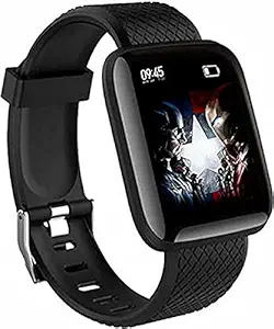 ID116 Plus Bluetooth Fitness Smart Watch for Men Women and Kids Activity Tracker (Black)