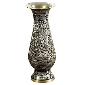 Hand Crafted Metal Brass Flower VASE with BIDRI NAKKASHI Work, Collectible Art,Perfect for Home Decoration and Gifting