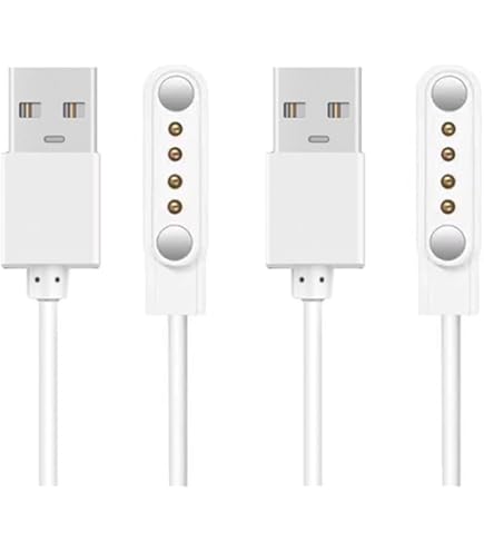 Câbles Chargeur Magnétique Montre Connectée Enfant - Lot De 2, USB, 4 Broches 7.62mm, Protection Surtension