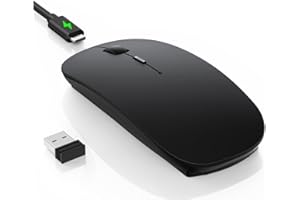 TECKNET Bluetooth Mouse, Slim Rechargeable Wireless Mouse with 4800/3200/2400/1600/1200/800 DPI, USB-C, 2.4G Receiver, Quiet Portable Mini Mouse for MacBook Air/Pro, iMac, Surface Pro, PC