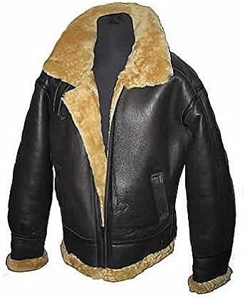 Leather And BootsMan Big Cut Real Shearling Sheepskin B3 Avaitor Pilot WW2 Brown with Ginger Fur Warm Leather Jacket Coat