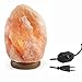 Produktbild candora Himalaya-Glow Hand geschnitzt natur Kristall Himalaya-Salz-Lampe, mit echtem Neem Holz Sockel, Leuchtmittel, Dimmer und europäischen Standard elektrischen Plug}, Durchmesser 8 cm, Höhe 14 cm