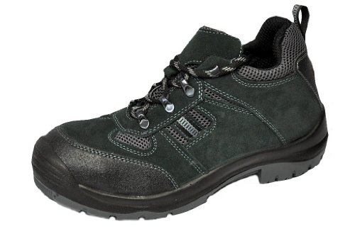 Schwarze Arbeits- und Sicherheitsschuhe Halbschuhe Velours Leder S1P EN345