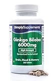 Ginkgo Biloba 6.000mg - ¡Bote para un año! - Apto para veganos - 360 comprimidos - SimplySupplements