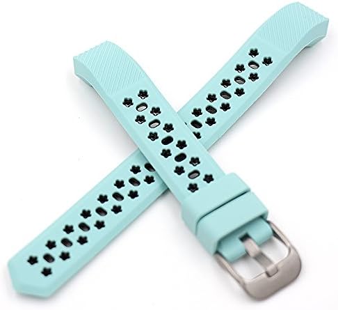 Runtenic Silicone Sports Replacement Straps for Fitbit Alta HR / Fitbit Alta Smart Watch Wristband Accessories Fitness Adjustable Soft Heart Rate Classic Strap (Teal Black)