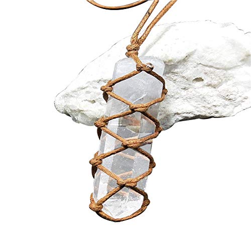 applyvt Crystal Gemstone Pendant Natural White Amethyst Quartz Healing Wand Reiki Hangings Homemade Girl gift by
