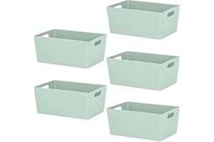 Niftii 5-Pack Plastic Storage Baskets with Sturdy Handles | Lightweight & Durable Design | Ideal for Kitchen, Bathroom, and Cleaning Organisation (3.9L Capacity) | 17 x 25 x 11cm
