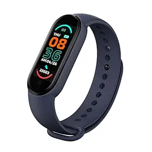 Captcha M6 Smart Watch Band Fitness Heart Rate with Activity Tracker Waterproof Like Steps Counter, Calorie Counter, BP Touchscreen-Blue