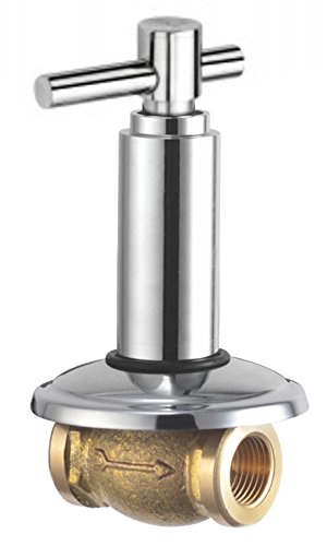 DRIZZLE Brass Tarim Concealed 15 Mm Stop Cock Quarter Turn Bathroom Tap (1/2 Inch, Silver, Chrome Finish)