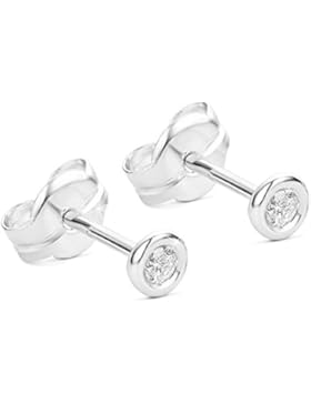 Orovi Ohrstecker Ohrringe Set ,Damen Weißgold Ohrstecker mit Diamant 9Karat (375)Diamant 0.10crt