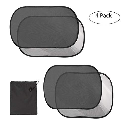 Pare-Soleil pour Voiture,JBSON 4 Pièces Auto Adhésifs Pare-Soleil pour Les Vitres de La Voiture pour Les Enfants,80 GSM pour Une Protection Maximum Contre UV/Soleil/éblouissement pour Des Bébé Enfants
