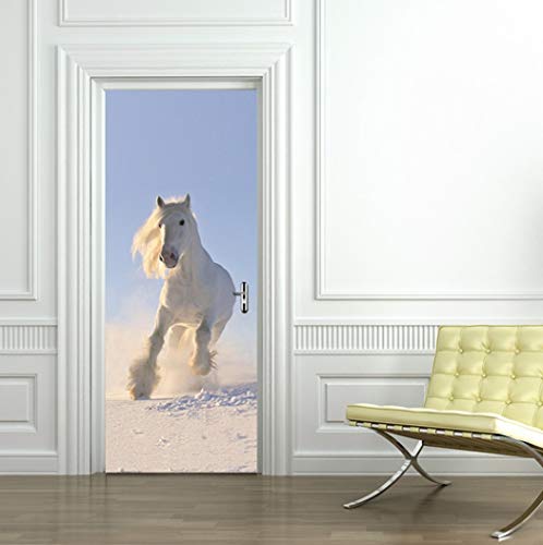 Preisvergleich Produktbild 3D Tür Aufkleber Galoppierende Pferde Europäischen Stil Wandaufklebern Schlafzimmer Wohnzimmer Kleid Poster PVC Wasserdicht Applique Von Qt XINGMU