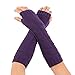Produktbild happy event Frauen Winter Handgelenk Arm wärmer   Solide gestrickte lange fingerlose Handschuhe (Lila)