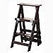 Produktbild RFJJAL 3-Stufen-Klapptritt-Hocker Holz-Leiter-Heim-Innentreppenstuhl Dual-Use-Kletterhocker, Küchenleiter Kleine Hocker für Erwachsene Kinder, tragbare Blumenregal/Schuhbank/Lagerregal