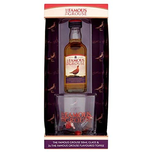 Famous Grouse Whisky Miniature, Glass & Toffees Gift Set