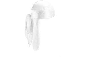 Treer 1 Piezas de Durag Bandana Seda, Mujer de Sedoso Gorra de Pirata Casquillo Color Sólido Musulmanas Turbante Suave Unisex para con Cola Larga para 360 Ondas