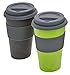 Produktbild Magu Trink-Becher 2er Set 420 ml aus Bambus und Mais, 2 Pastell-Farben bunt, als Kaffee-Becher, Kaffee-Tassen, Thermo-Becher, Isolier-Becher einsetzbar, für Heiß-Getränke, Kalt-Getränke natürliches Design, biologisch abbaubar, Farbe:Schiefer + Grün