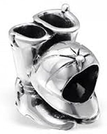 Horse Riding Boots And Riding Hat Bead Charm in 925 Stamped Sterling Silver