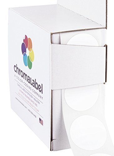 ChromaLabel25.4mm (1 Inch) Round Permanent Color-Code Dot Stickers, 1000 per Dispenser Box, White