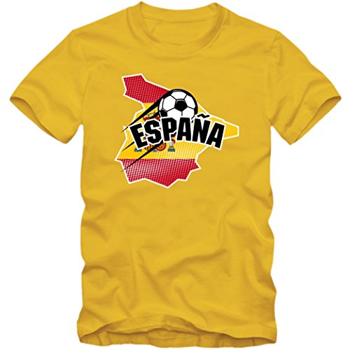 Spanien WM 2018#1 T-Shirt | Fußball | Herren | Trikot | LA Furia Roja | Nationalmannschaft, Farbe:Gelb (Gold L190);Größe:M