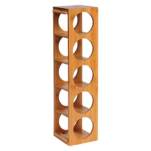 WOLTU RG9260br Bambus Weinregal Weinflaschenregal für 5 Flaschen Wein Stapelbar - 2