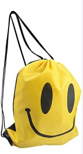 Hxhdbao Smile Face Print Waterproof Drawstring Sport Backpack Sack Bag Lightweight Outdoor Sports Beach Gym Bag Pouch for Kid Teenager Men and Women