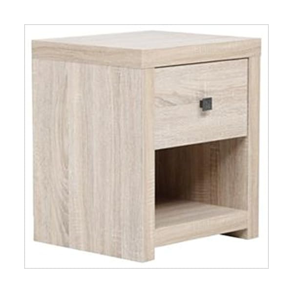 NEW Torino 1 Drawer Bedside Table - Distressed Bleached Oak Effect